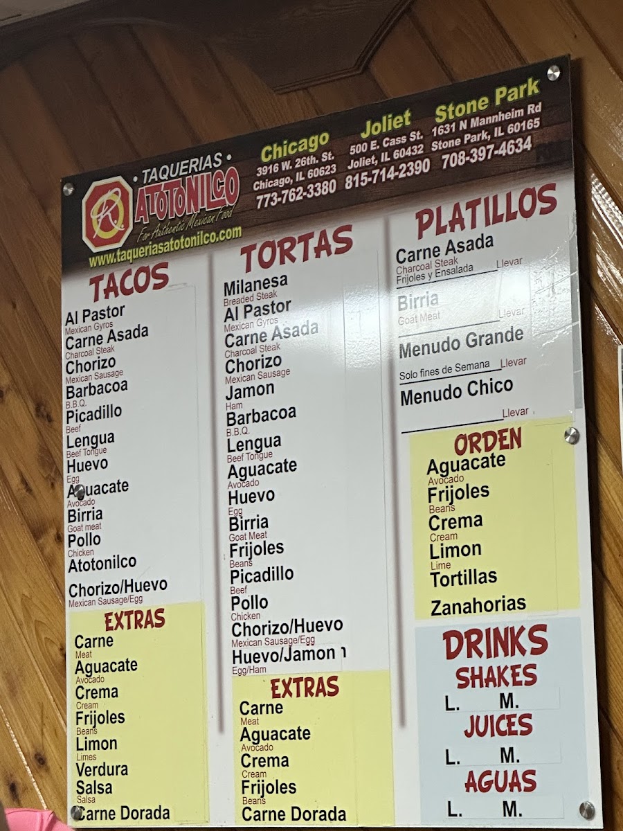 Taquerías Atotonilco - Little Village Menu - Image 3